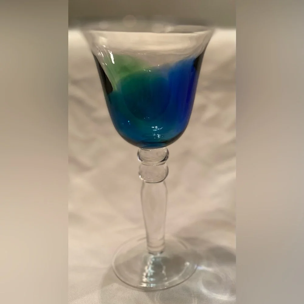 Pier One Hand Blown Wine Glass Goblet